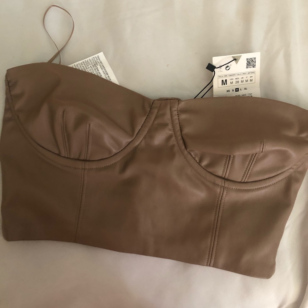 Zara crop faux leather top